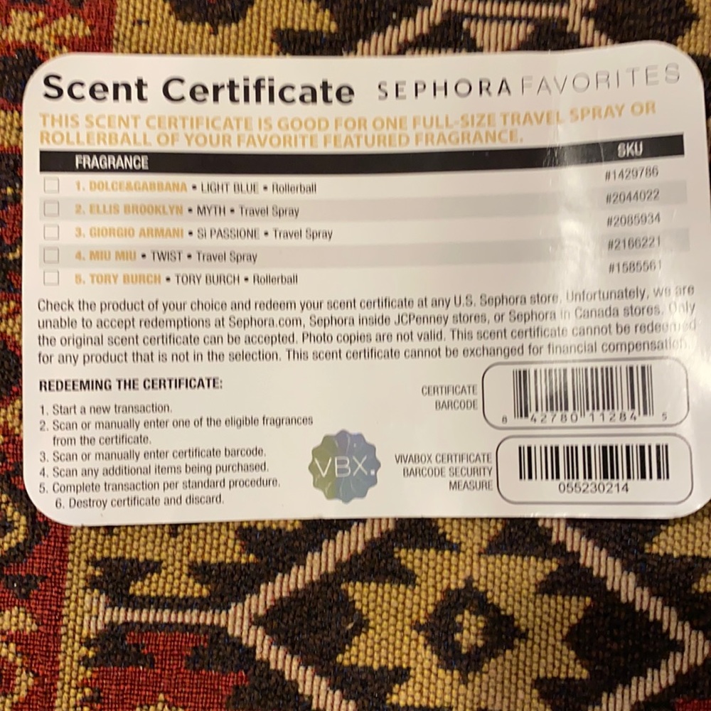 Sephora Scrnt Certificate